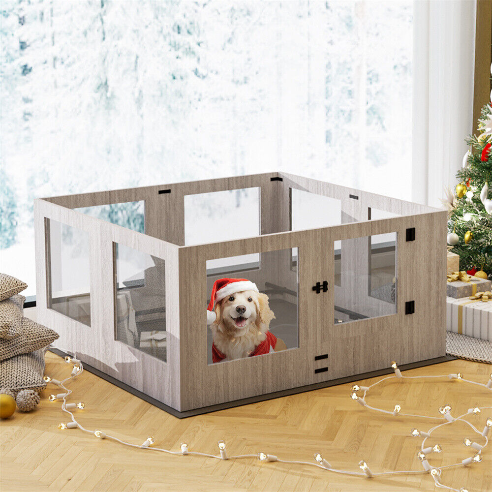 Indoor Dog Pen Tempered Glass Kennel w/ Pad V178-66969