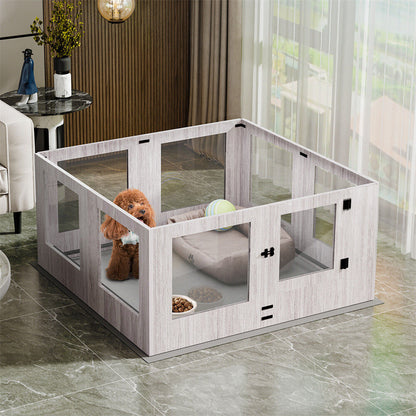 Indoor Dog Pen Tempered Glass Kennel w/ Pad V178-66969