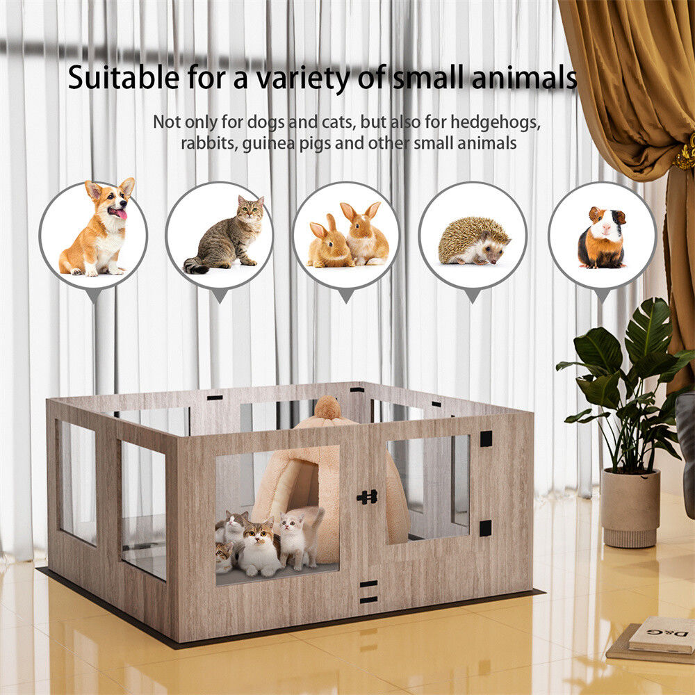Indoor Dog Pen Tempered Glass Kennel w/ Pad V178-66969