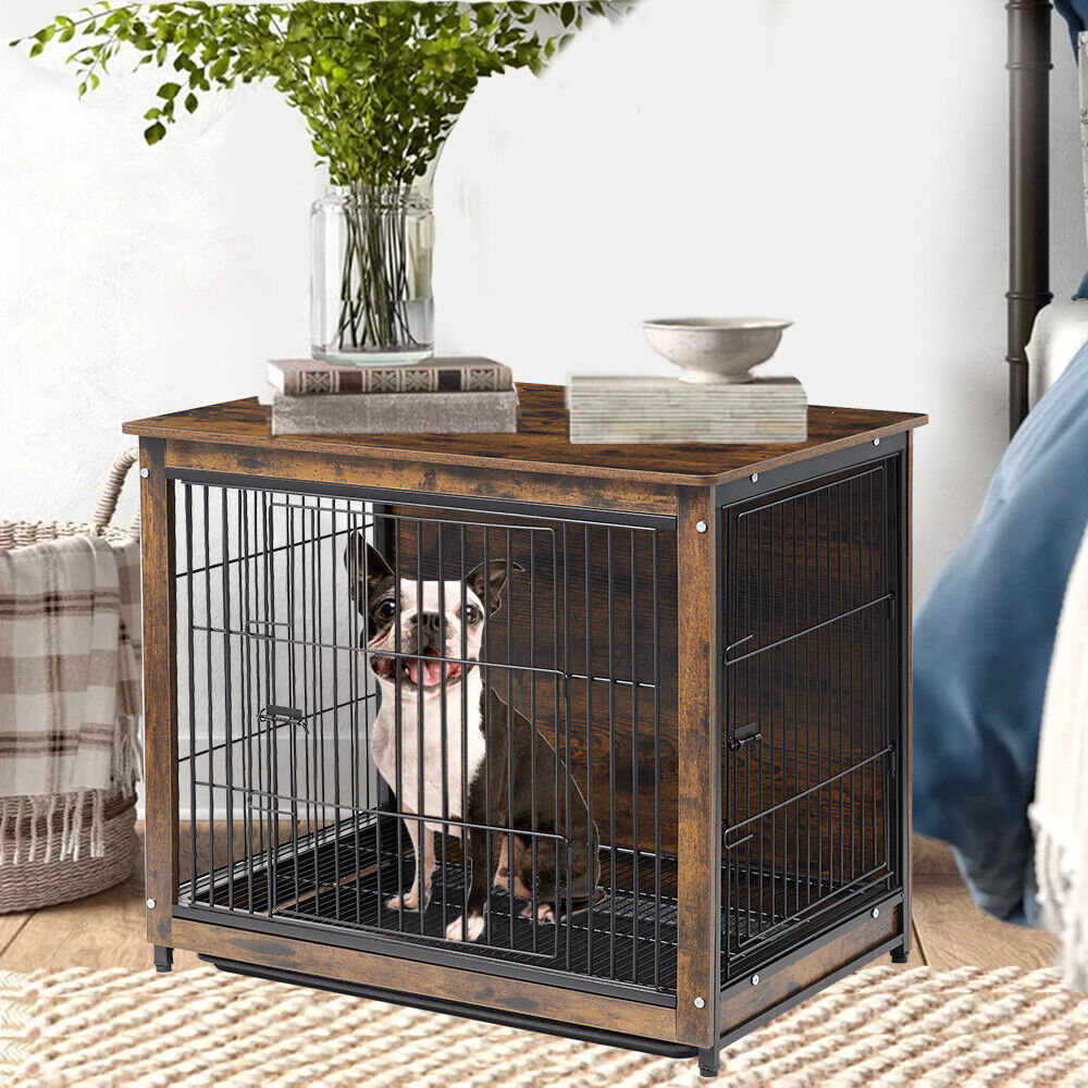 Small Wooden Dog Crate Indoor Kennel 63x51x59cm End Table Nightstand V178-66971