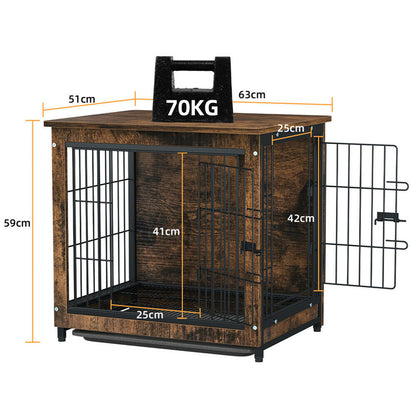 Small Wooden Dog Crate Indoor Kennel 63x51x59cm End Table Nightstand V178-66971