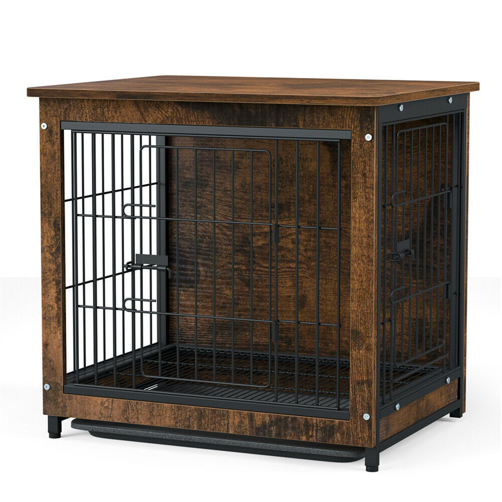 Medium Wooden Dog Crate Kennel 80.5x59x70cm End Table Nightstand V178-66972