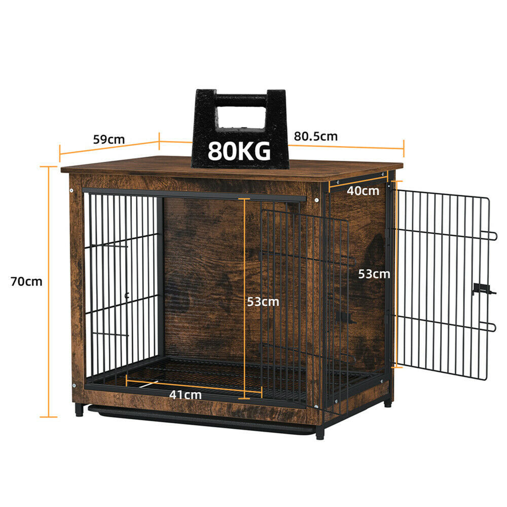 Medium Wooden Dog Crate Kennel 80.5x59x70cm End Table Nightstand V178-66972