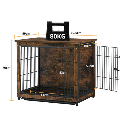 Medium Wooden Dog Crate Kennel 80.5x59x70cm End Table Nightstand V178-66972