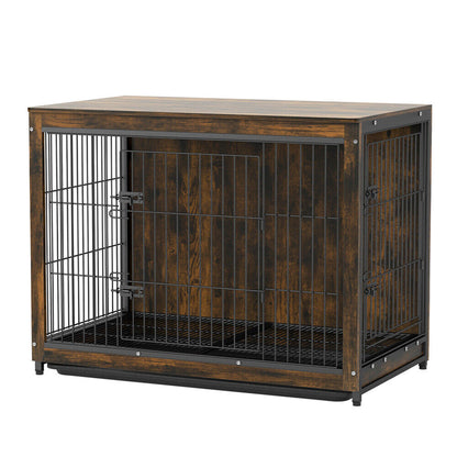 Large Wooden Dog Crate Kennel End Table Nightstand 100x59x74cm V178-66973