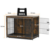 Large Wooden Dog Crate Kennel End Table Nightstand 100x59x74cm V178-66973