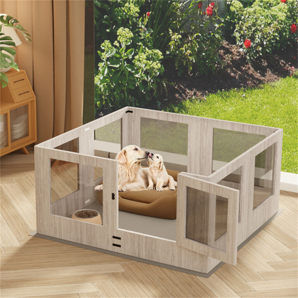Large Dog Indoor Whelping Box, Tempered Glass & MDF V178-66976