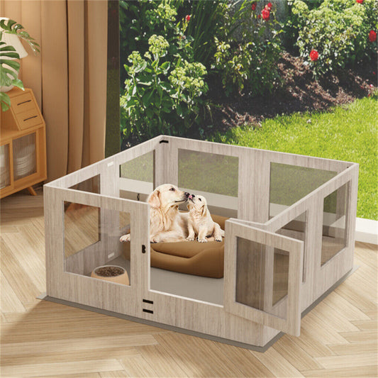 Large Dog Indoor Whelping Box, Tempered Glass & MDF V178-66976