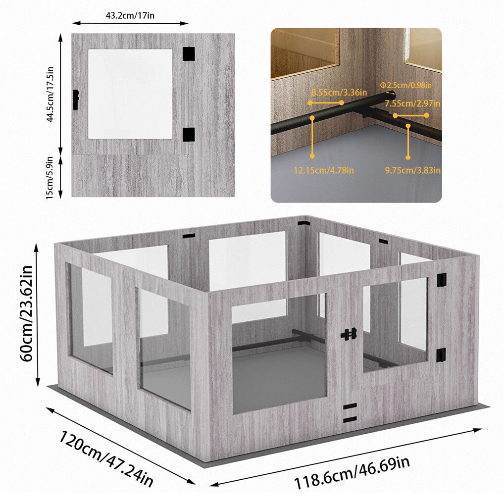 Large Dog Indoor Whelping Box, Tempered Glass & MDF V178-66976