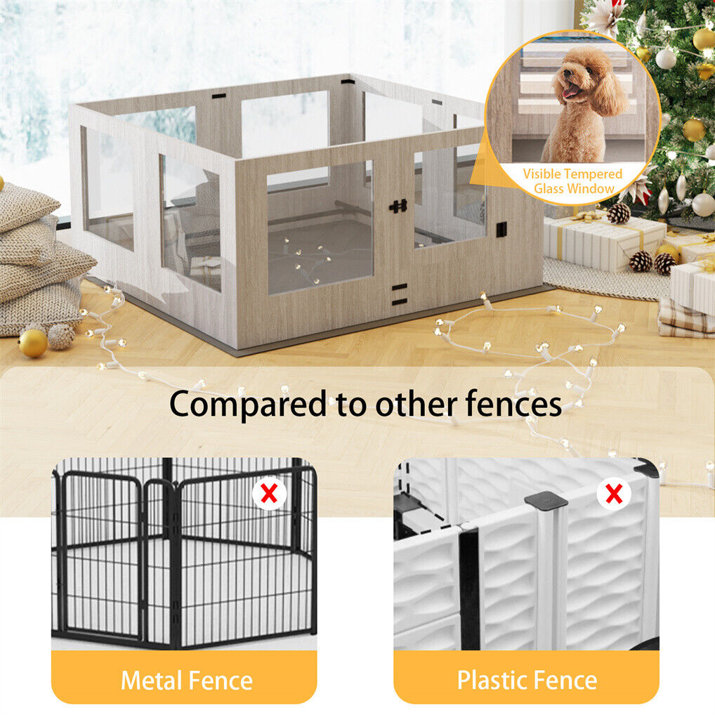 Large Dog Indoor Whelping Box, Tempered Glass & MDF V178-66976