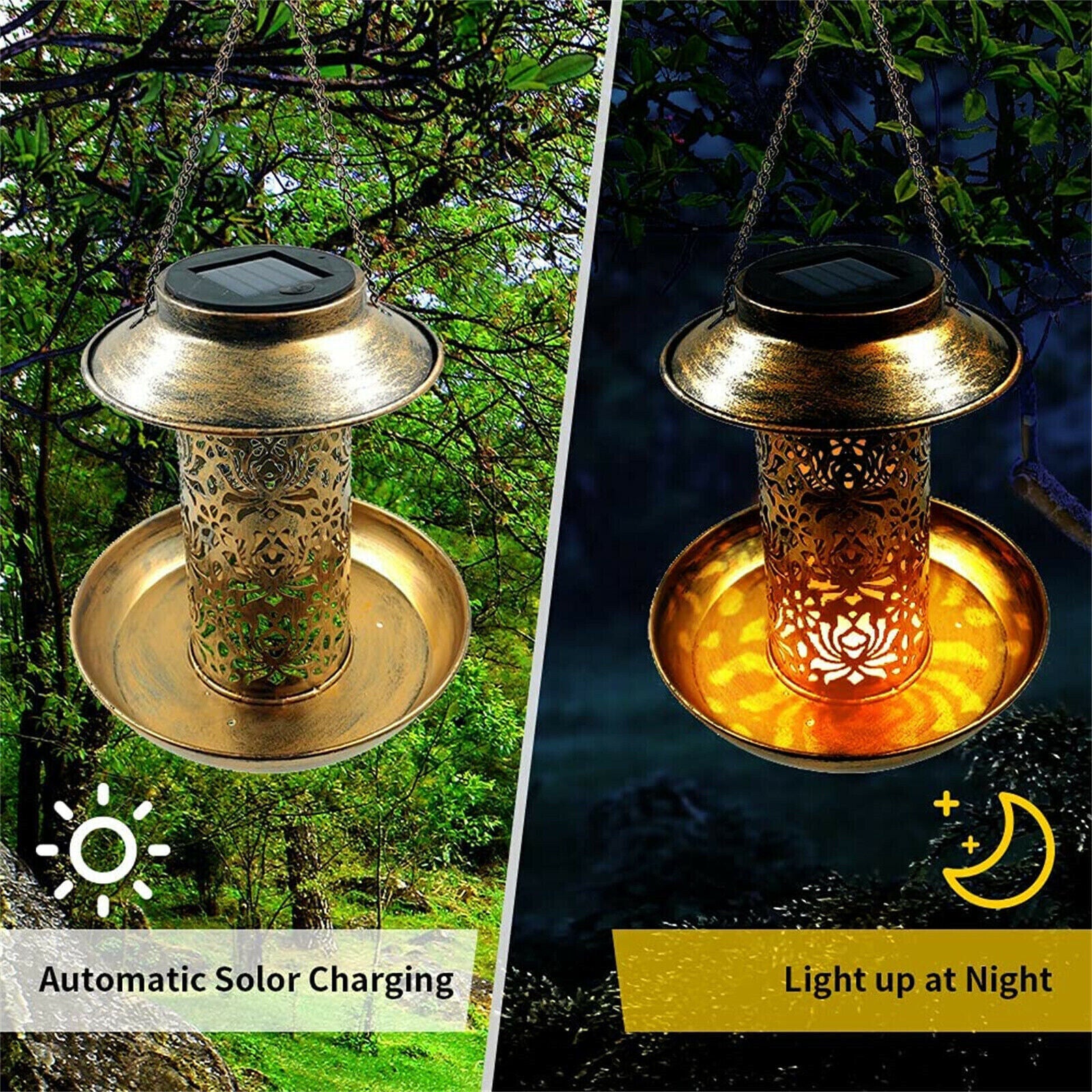 Solar Bird Seed Feeder Hanging Outdoor Garden V178-66977
