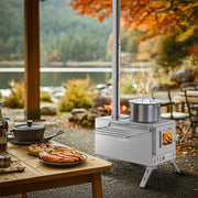 Stainless Steel Wood Burning Stove 1 Burner Camping BBQ with Chimney V178-66978