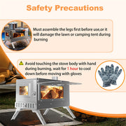 Stainless Steel Wood Burner Stove for Camping w/ Chimney & Bag V178-66979