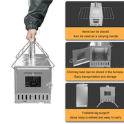 Stainless Steel Wood Burner Stove for Camping w/ Chimney & Bag V178-66979