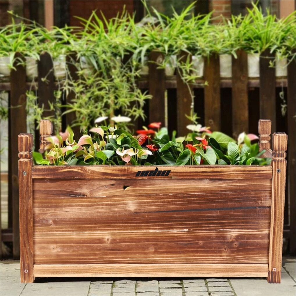 Large Raised Garden Bed Wooden Planter 90x30x33cm V178-66982
