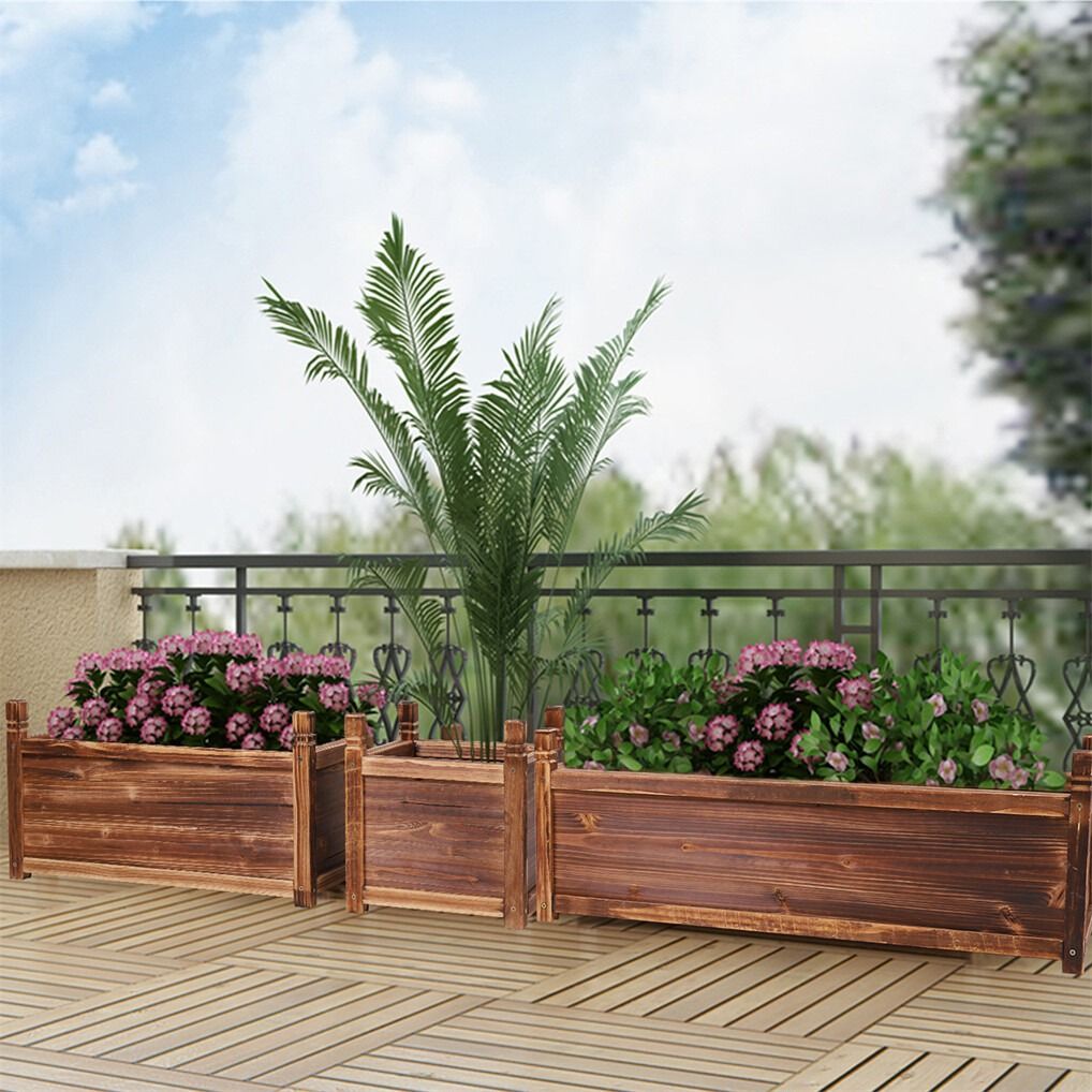 Large Raised Garden Bed Wooden Planter 90x30x33cm V178-66982