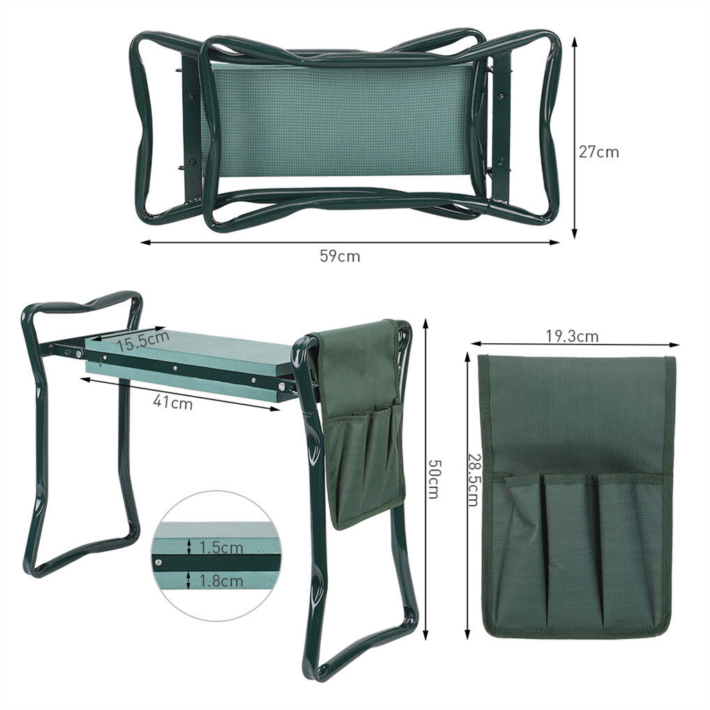 XXL Garden Kneeler Seat Stool with Pocket, 150kg Load V178-66983