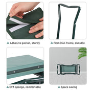 XXL Garden Kneeler Seat Stool with Pocket, 150kg Load V178-66983