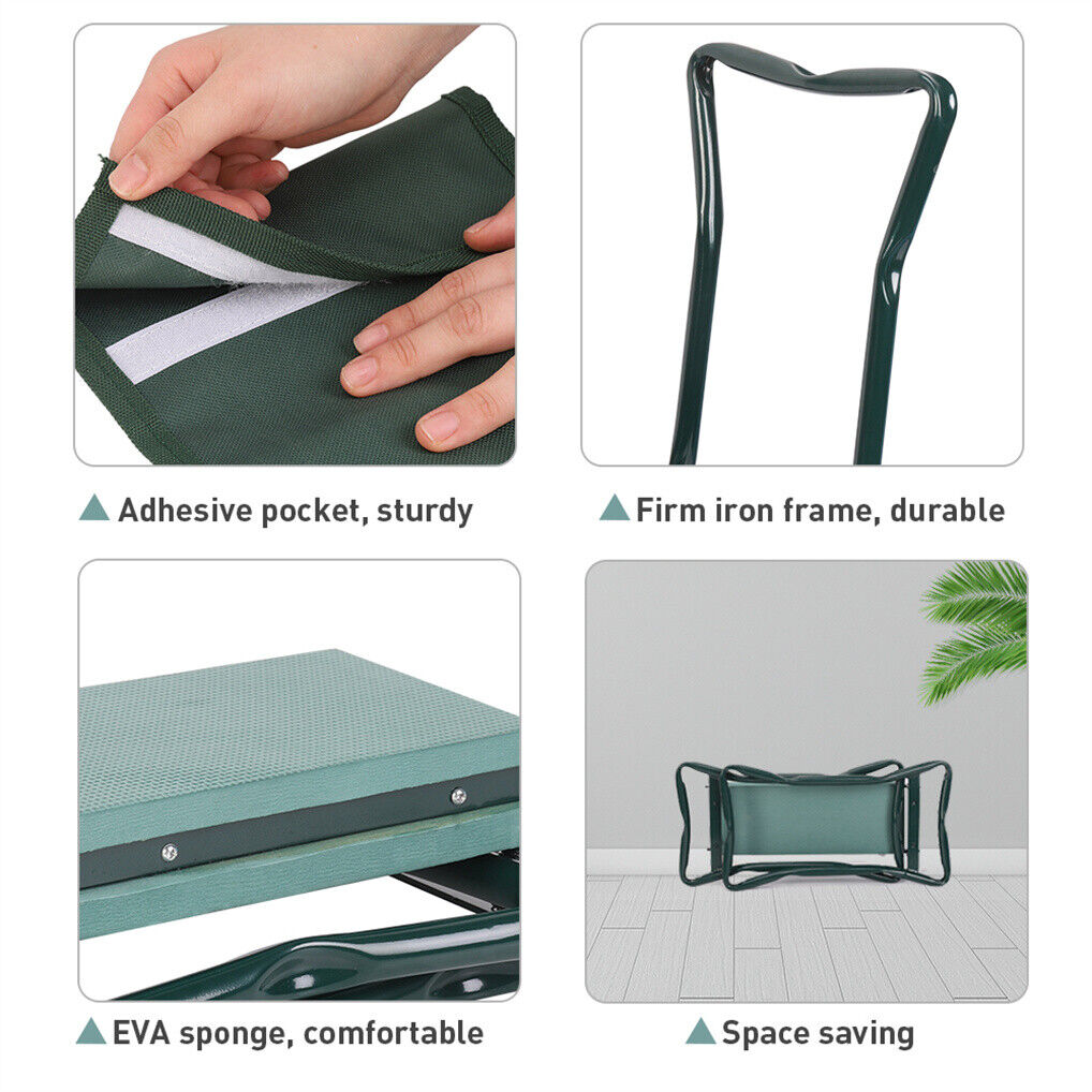 XXL Garden Kneeler Seat Stool with Pocket, 150kg Load V178-66983