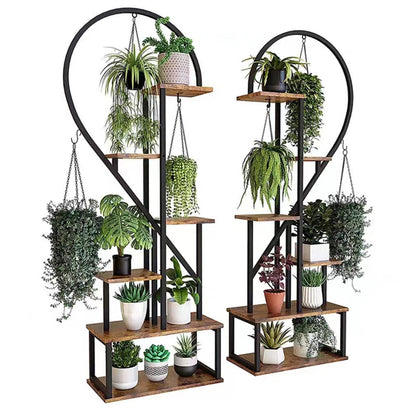 6 Tier Corner Plant Stand Metal & MDF Ladder Shelf Rack V178-66985