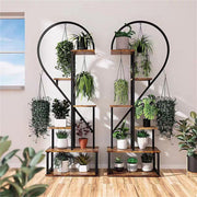 6 Tier Corner Plant Stand Metal & MDF Ladder Shelf Rack V178-66985
