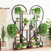6 Tier Corner Plant Stand Metal & MDF Ladder Shelf Rack V178-66985