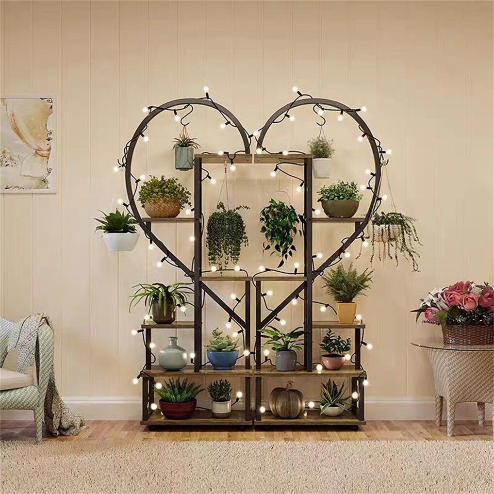 6 Tier Corner Plant Stand Metal & MDF Ladder Shelf Rack V178-66985