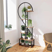 6 Tier Corner Plant Stand Metal & MDF Ladder Shelf Rack V178-66985