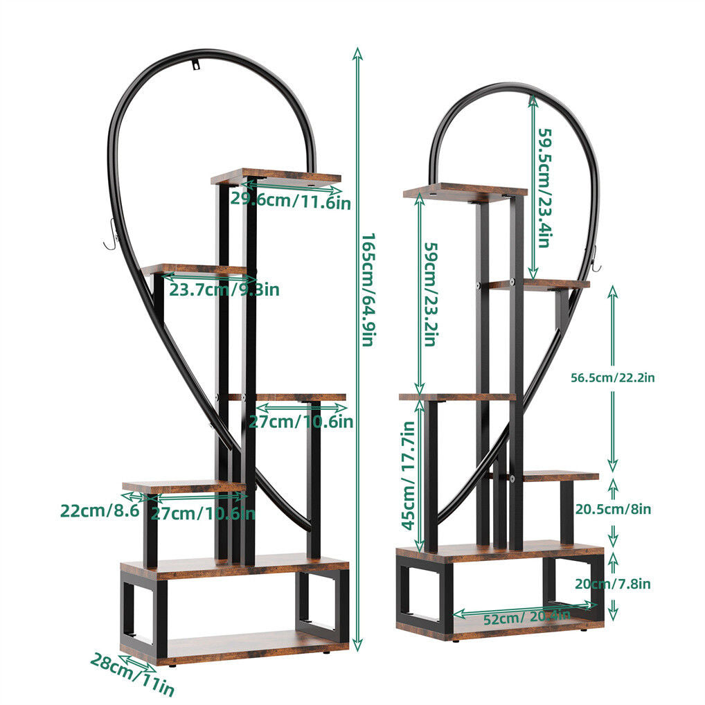 6 Tier Corner Plant Stand Metal & MDF Ladder Shelf Rack V178-66985