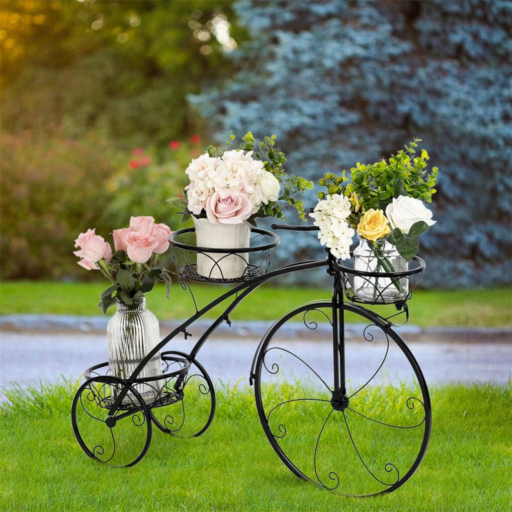Iron Tricycle Plant Stand Pot Holder Black Solid Pattern V178-66986