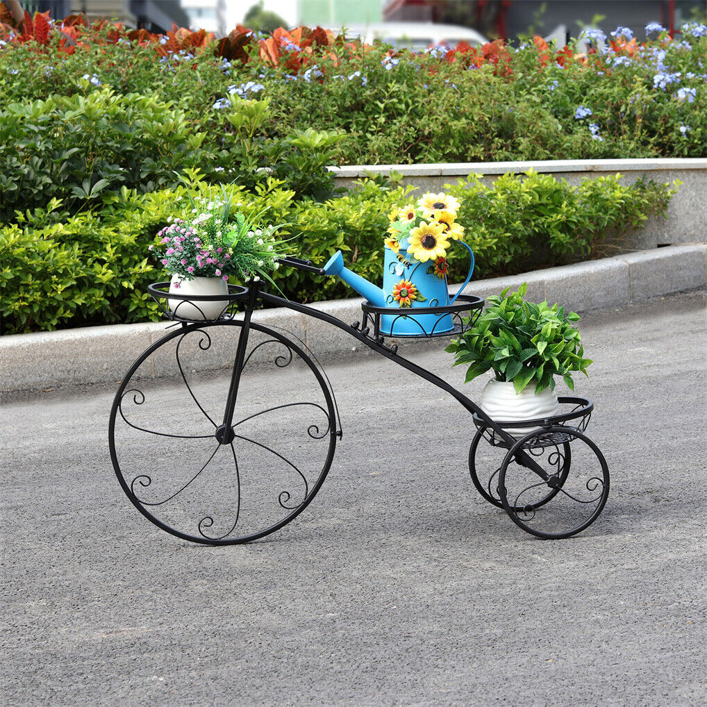 Iron Tricycle Plant Stand Pot Holder Black Solid Pattern V178-66986