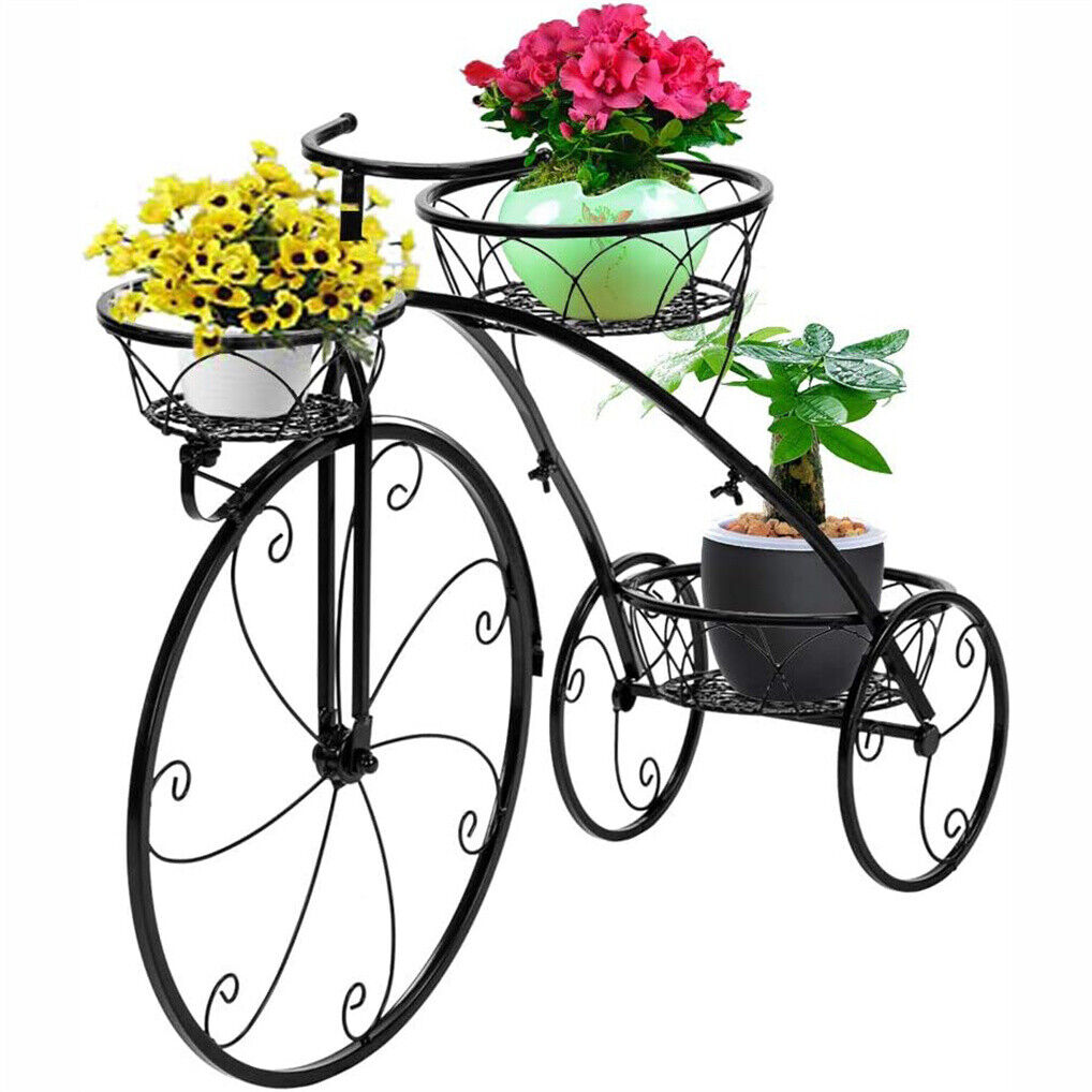 Iron Tricycle Plant Stand Pot Holder Black Solid Pattern V178-66986
