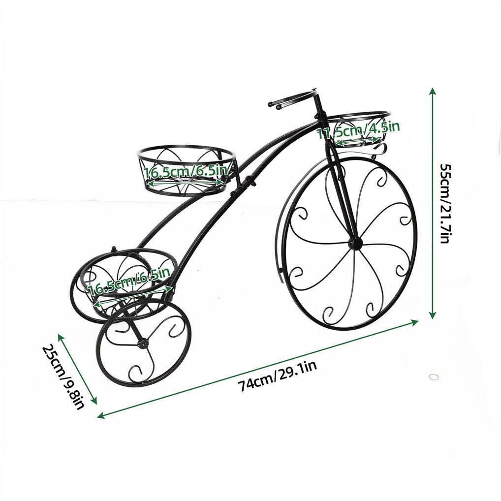Iron Tricycle Plant Stand Pot Holder Black Solid Pattern V178-66986