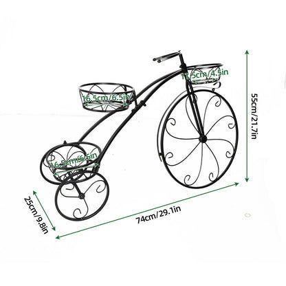 Iron Tricycle Plant Stand Pot Holder Black Solid Pattern V178-66986