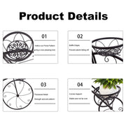 Iron Tricycle Plant Stand Pot Holder Black Solid Pattern V178-66986