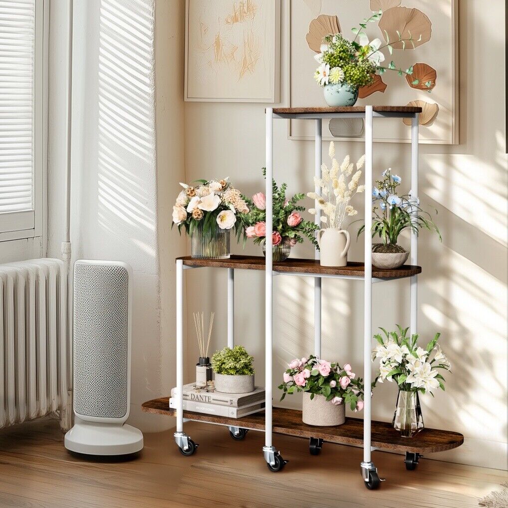 Plant Stand with Wheels Indoor Outdoor Flower Rack Display V178-66987