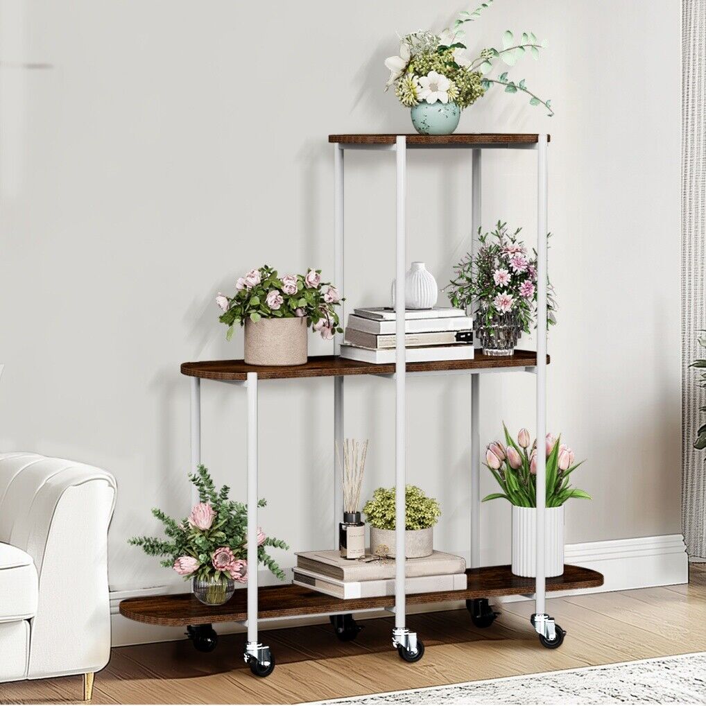 Plant Stand with Wheels Indoor Outdoor Flower Rack Display V178-66987