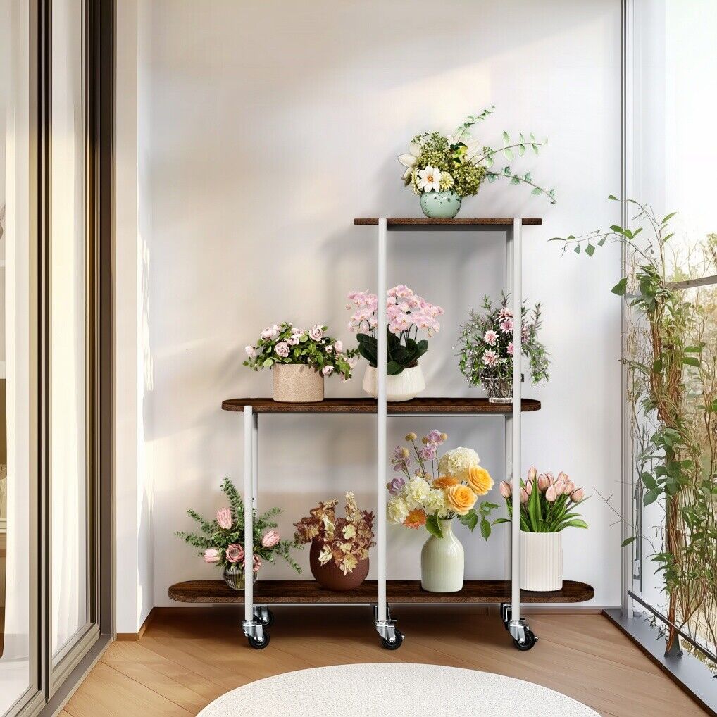 Plant Stand with Wheels Indoor Outdoor Flower Rack Display V178-66987