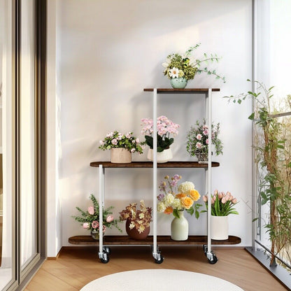 Plant Stand with Wheels Indoor Outdoor Flower Rack Display V178-66987