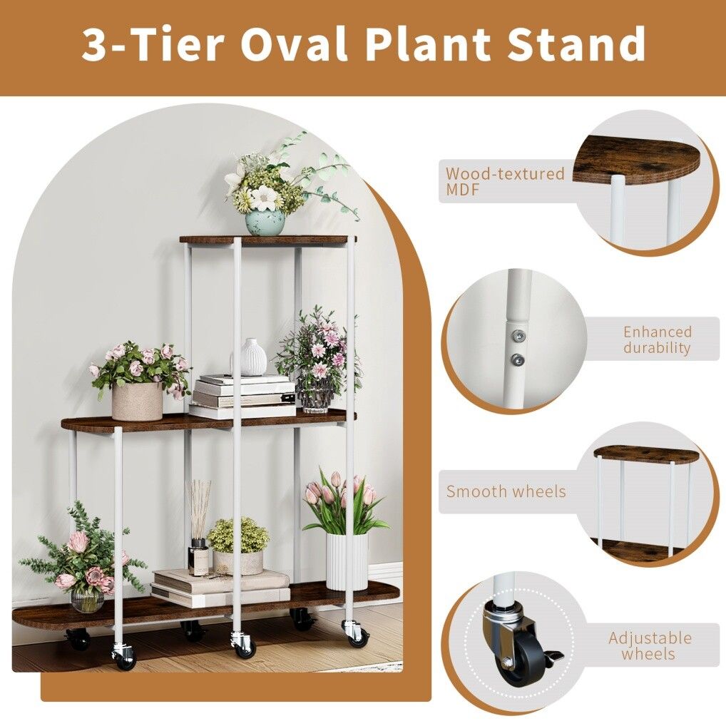 Plant Stand with Wheels Indoor Outdoor Flower Rack Display V178-66987