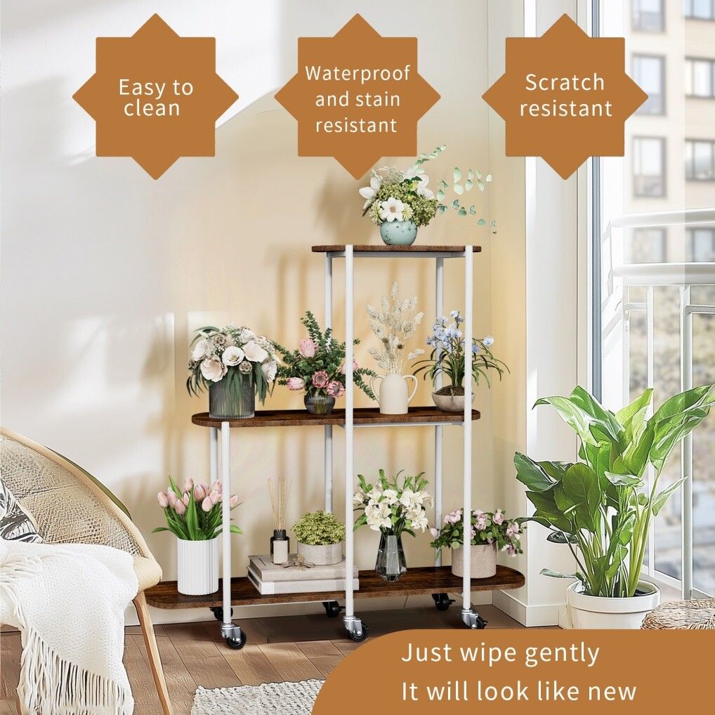 Plant Stand with Wheels Indoor Outdoor Flower Rack Display V178-66987