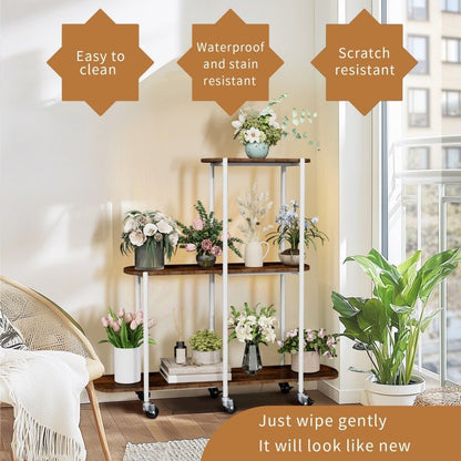 Plant Stand with Wheels Indoor Outdoor Flower Rack Display V178-66987