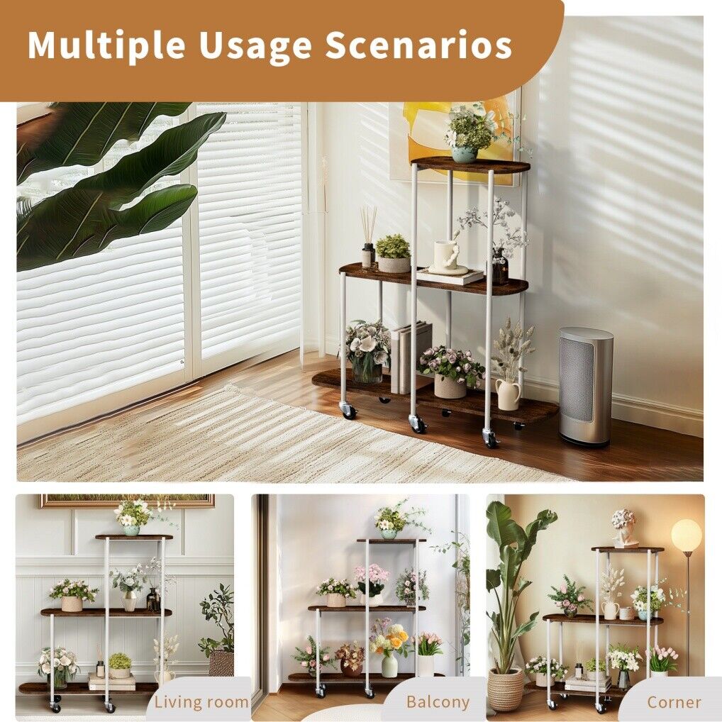 Plant Stand with Wheels Indoor Outdoor Flower Rack Display V178-66987