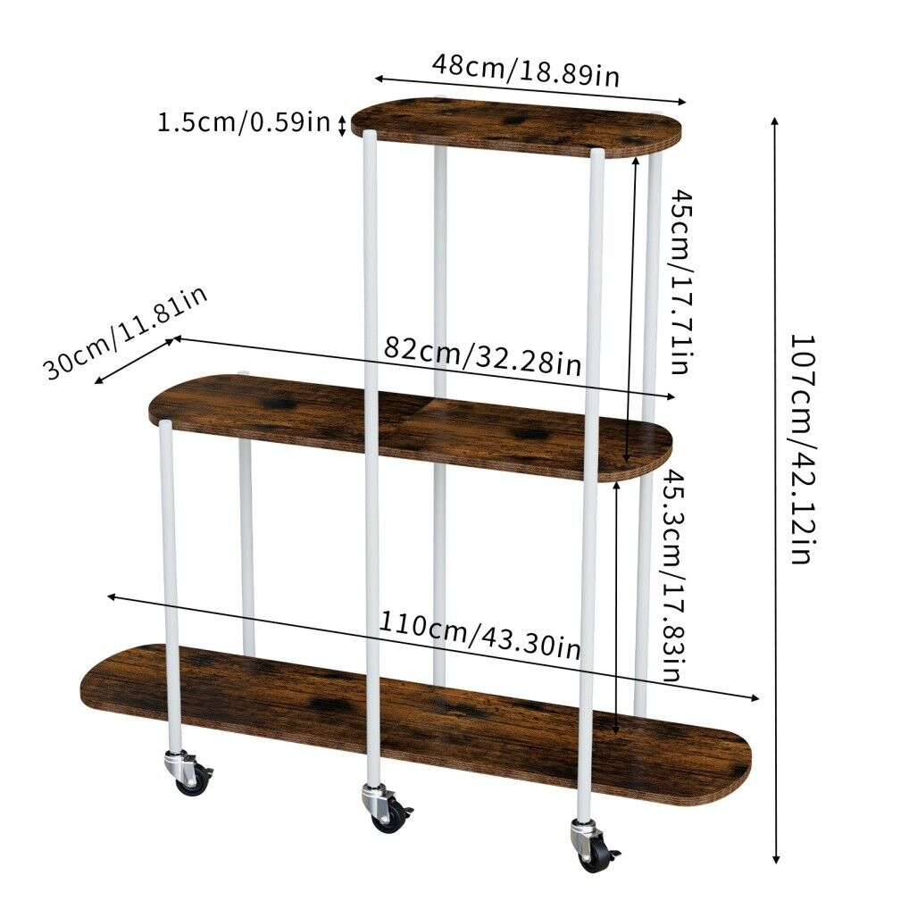 Plant Stand with Wheels Indoor Outdoor Flower Rack Display V178-66987