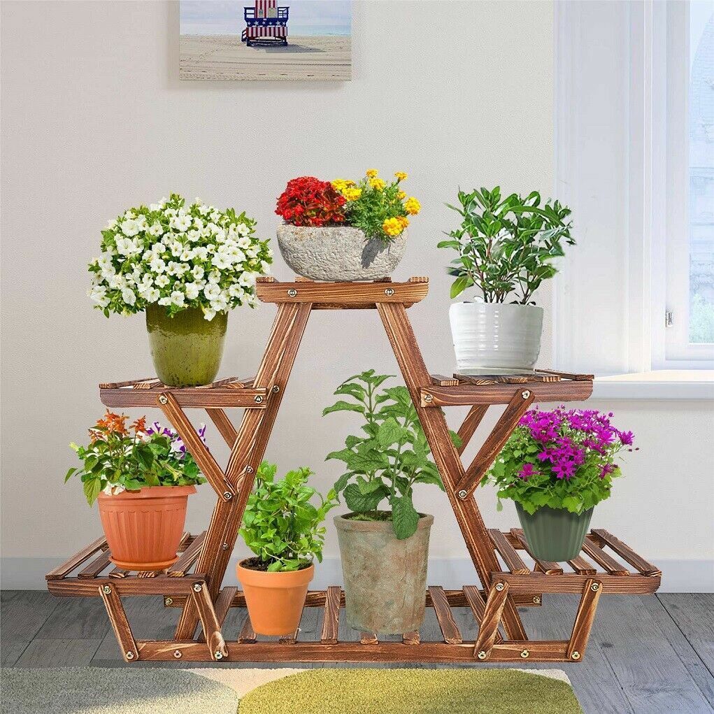 Wooden 6 Tier Plant Stand A-Frame Flower Pot Display Organizer V178-66988