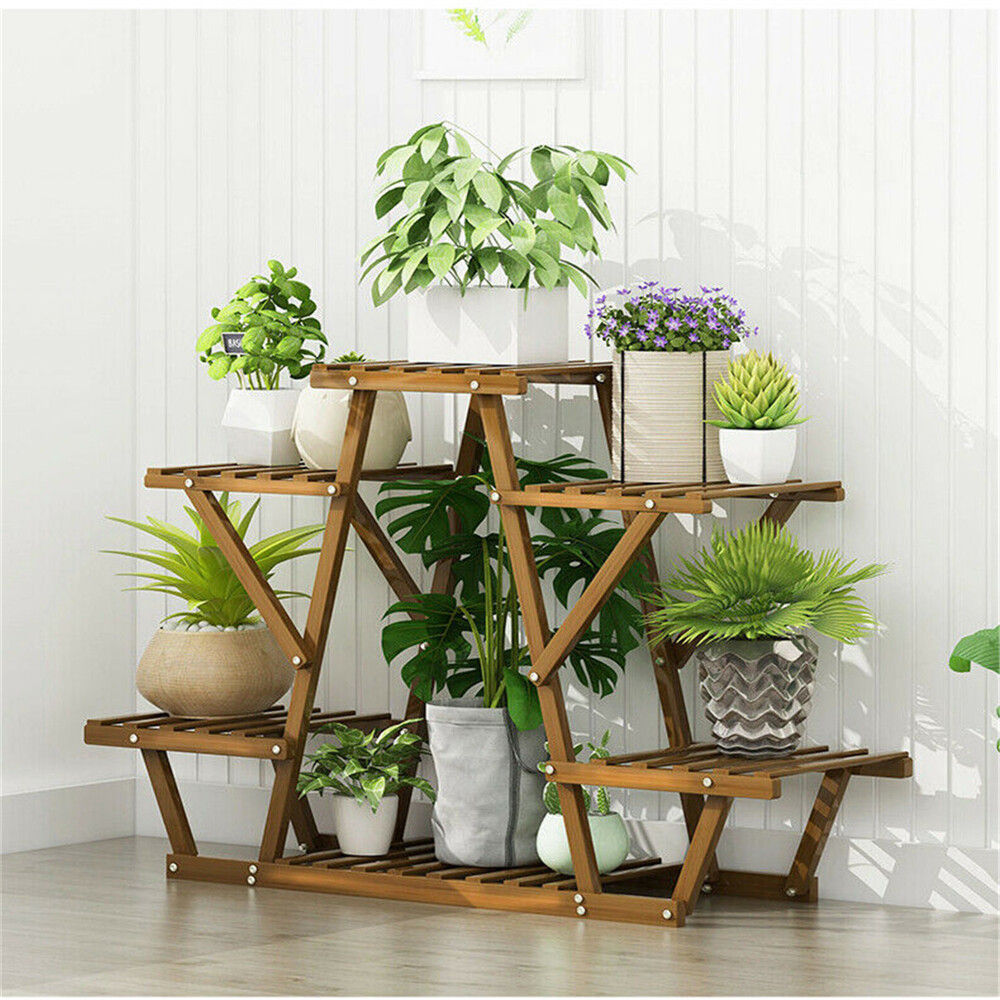 Wooden 6 Tier Plant Stand A-Frame Flower Pot Display Organizer V178-66988
