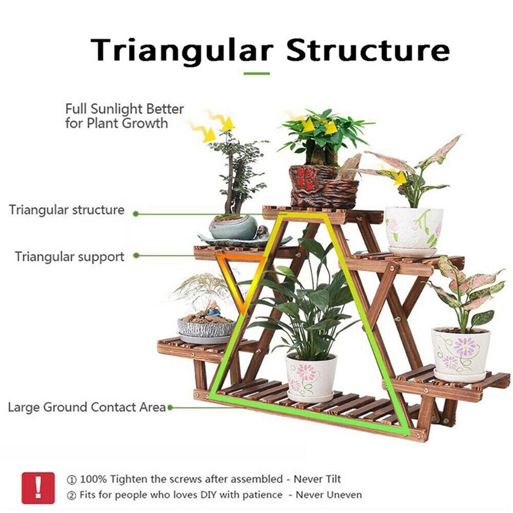 Wooden 6 Tier Plant Stand A-Frame Flower Pot Display Organizer V178-66988
