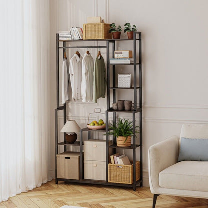 Plant Stand Shelf Rack with Hanging Rod Indoor Outdoor Display V178-66989