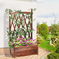 Elevated Wooden Planter Box L-64x36.5x115cm with Trellis V178-66990