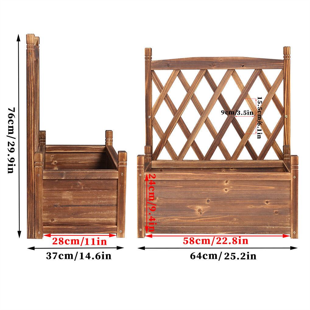 Elevated Small Wooden Planter Box 64x37x76cm with Trellis V178-66991